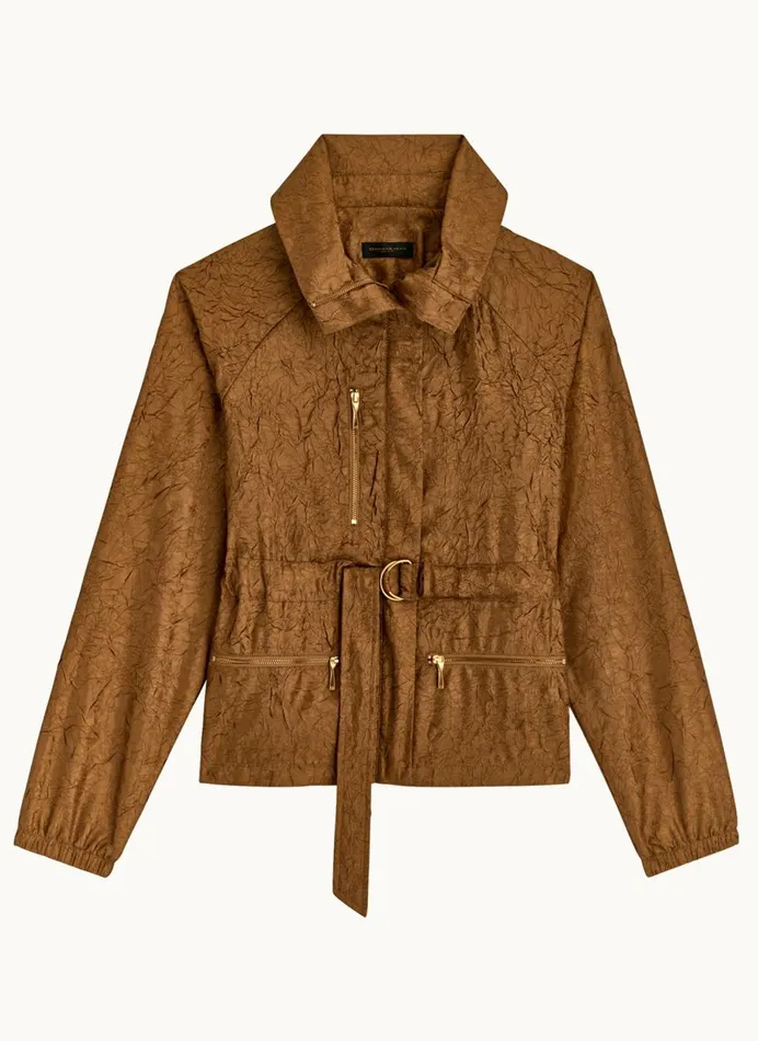 Women Donna Karan Coats And Jackets TEXTURE BELTED WRAP JACKET Bronze