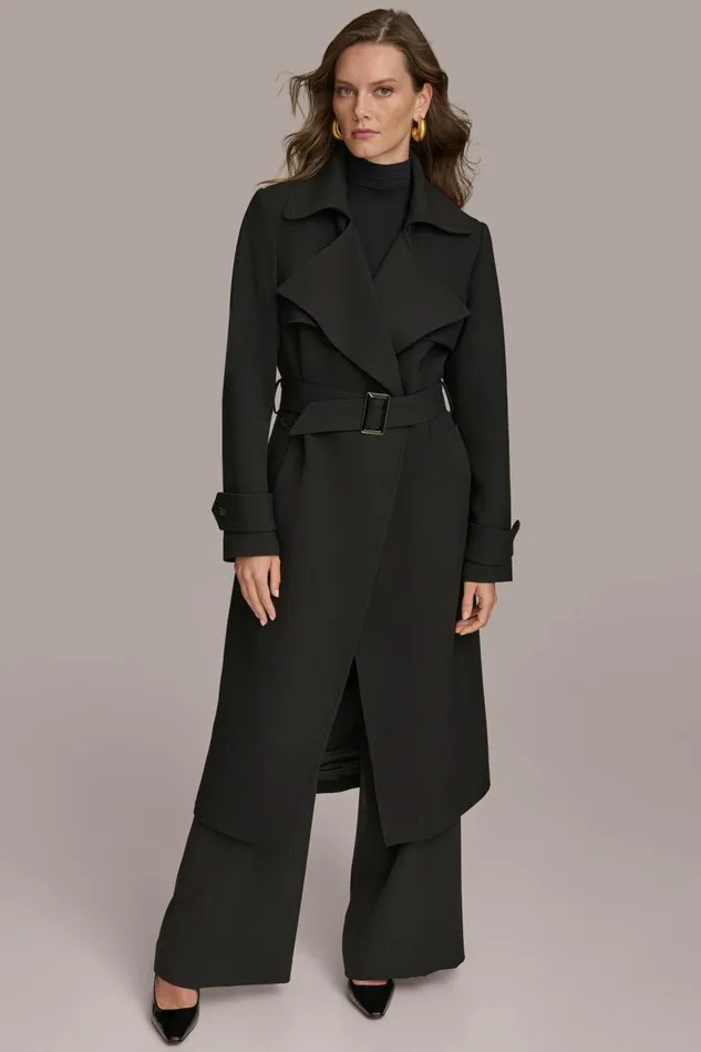 Women Donna Karan Coats And Jackets TRENCH RAIN COAT Black