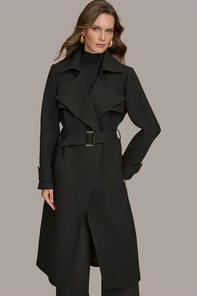 Women Donna Karan Coats And Jackets TRENCH RAIN COAT Black