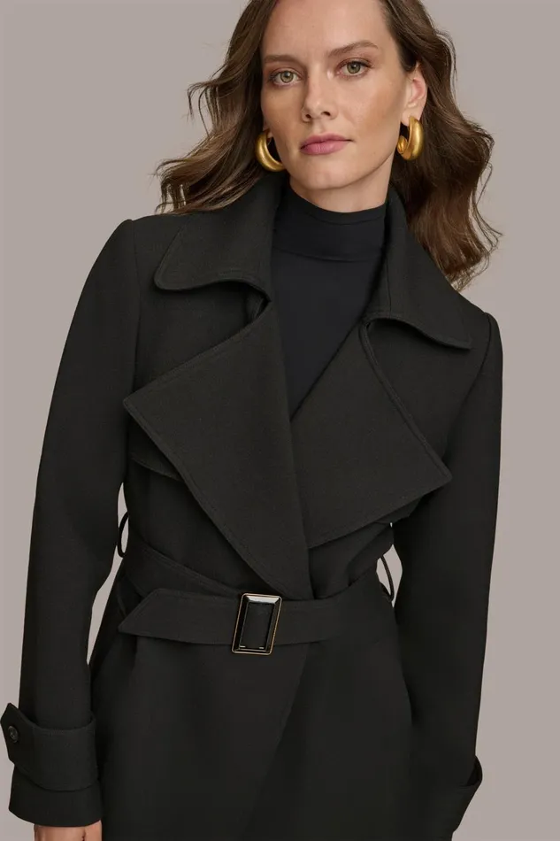 Women Donna Karan Coats And Jackets TRENCH RAIN COAT Black