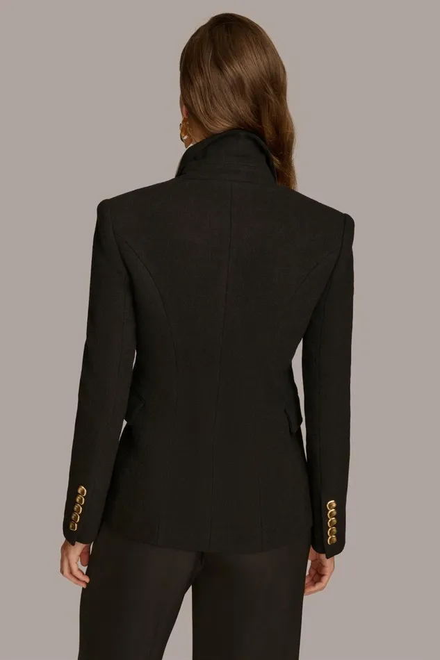 Women Donna Karan Coats And Jackets WOOL BLAZER JACKET Black