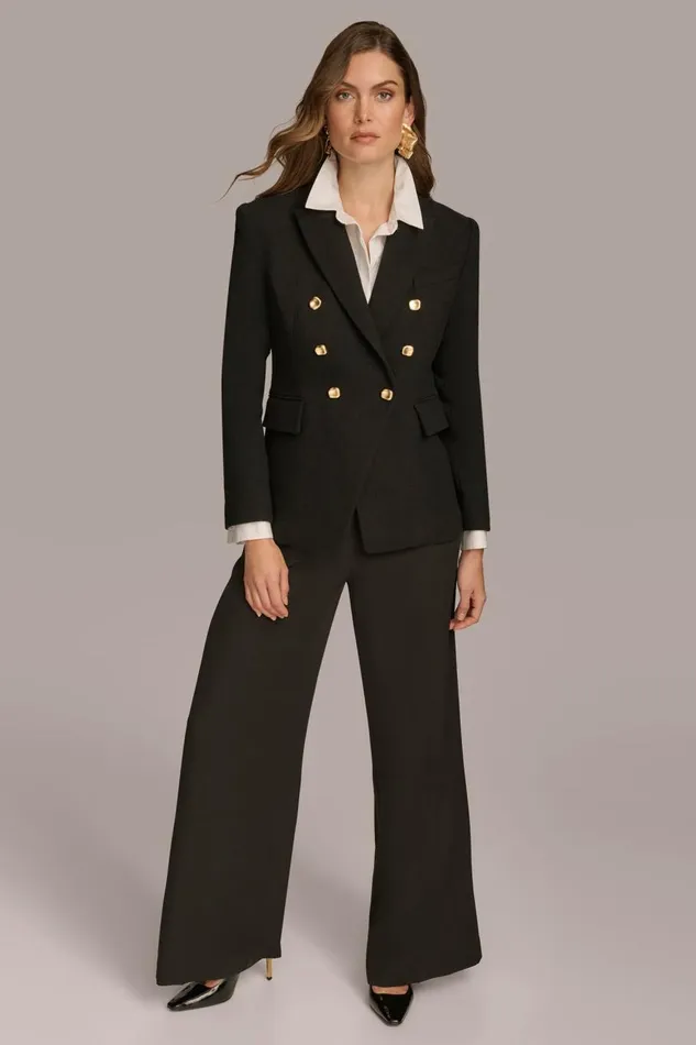 Women Donna Karan Coats And Jackets WOOL BLAZER JACKET Black