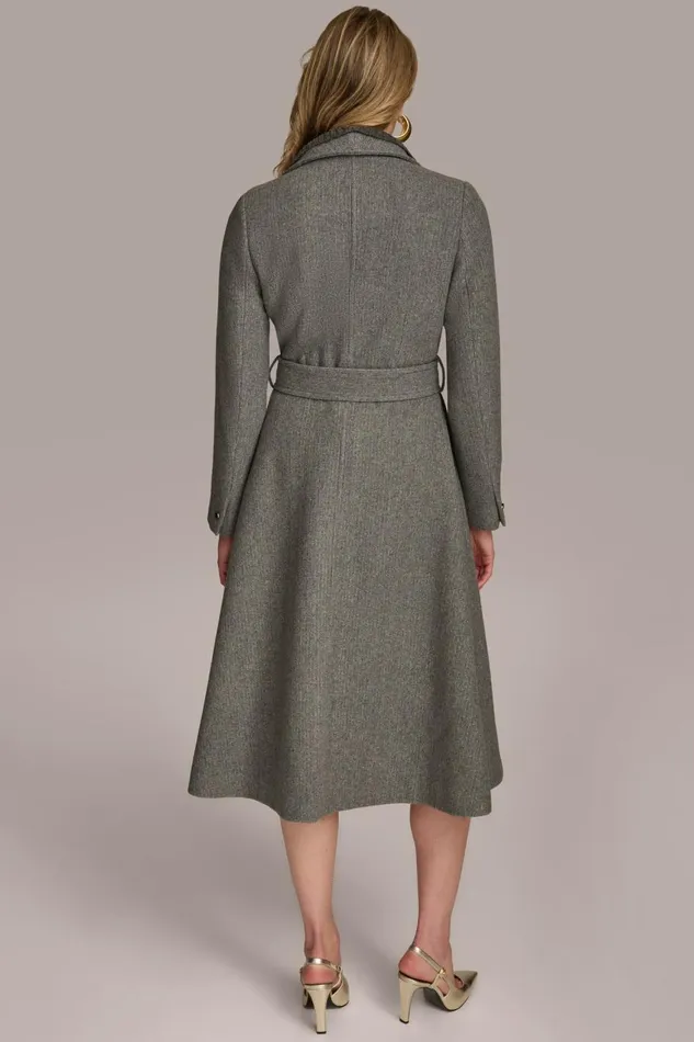 Women Donna Karan Coats And Jackets WOOL COAT Steel