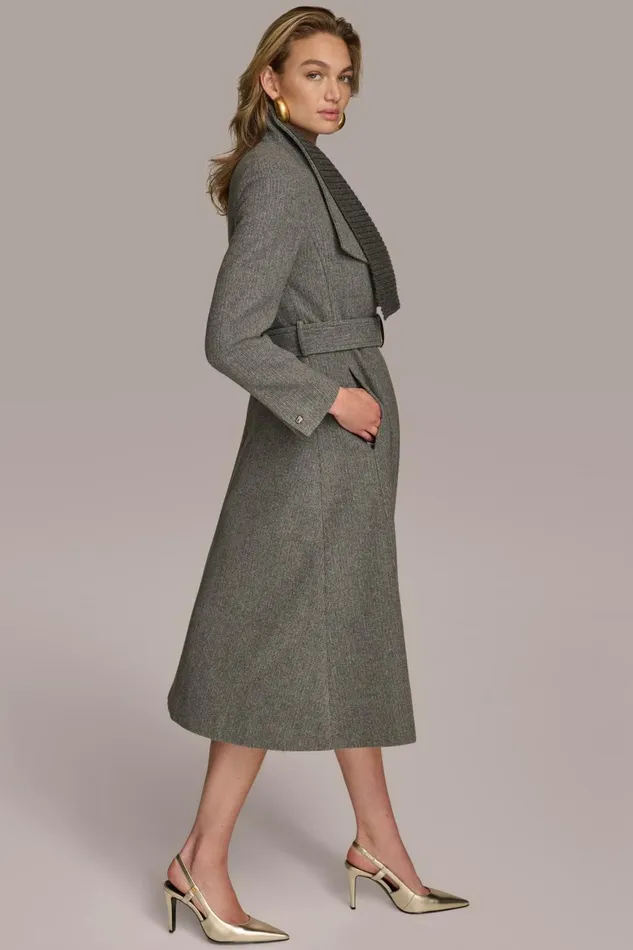 Women Donna Karan Coats And Jackets WOOL COAT Steel