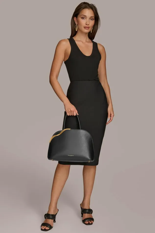Women Donna Karan Crossbody Bags And Satchels MALVERNE SATCHEL Black