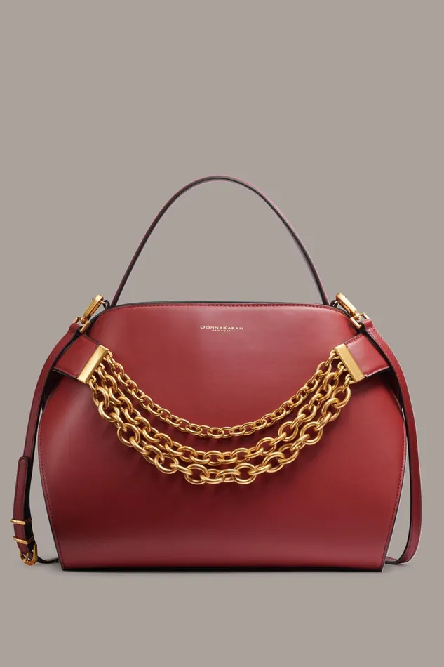 Women Donna Karan Crossbody Bags And Satchels PLANDOME SATCHEL BAG Claret