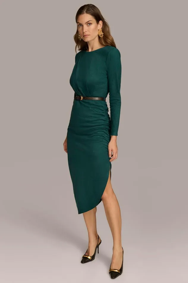 Women Donna Karan Dresses And Jumpsuits ASYMMETRICAL SKIRT SHEATH DRESS Spruce