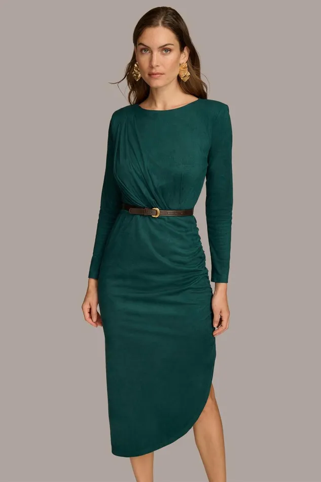 Women Donna Karan Dresses And Jumpsuits ASYMMETRICAL SKIRT SHEATH DRESS Spruce