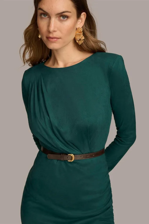 Women Donna Karan Dresses And Jumpsuits ASYMMETRICAL SKIRT SHEATH DRESS Spruce