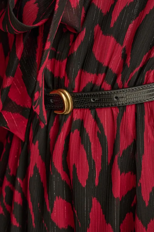 Women Donna Karan Dresses And Jumpsuits CHIFFON SHIRT DRESS MIDI WITH BELT Redblack Multi