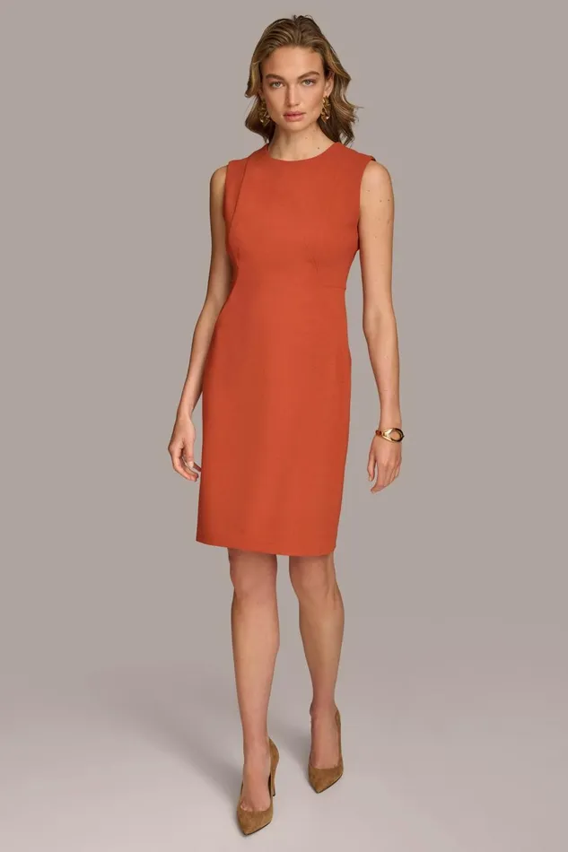 Women Donna Karan Dresses And Jumpsuits CREPE SHEATH DRESS Burnt Orange