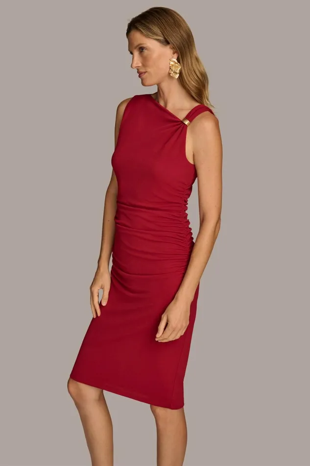 Women Donna Karan Dresses And Jumpsuits DRESS WITH SHOULDER HARDWARE Metropolitan Red