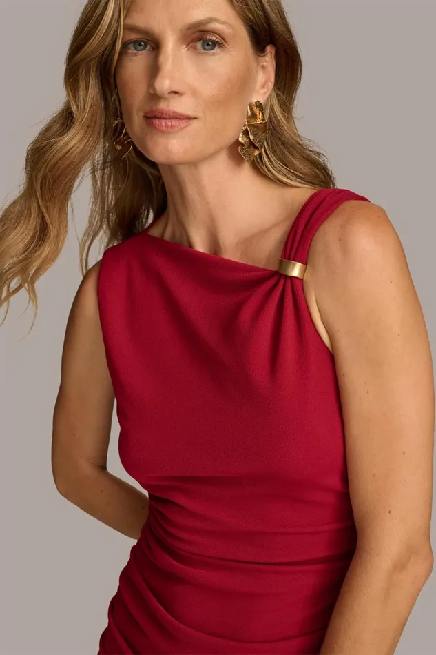 Women Donna Karan Dresses And Jumpsuits DRESS WITH SHOULDER HARDWARE Metropolitan Red