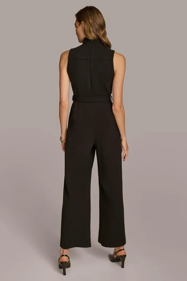 Women Donna Karan Dresses And Jumpsuits MOCK NECK JUMPSUIT WITH HARDWARE Black