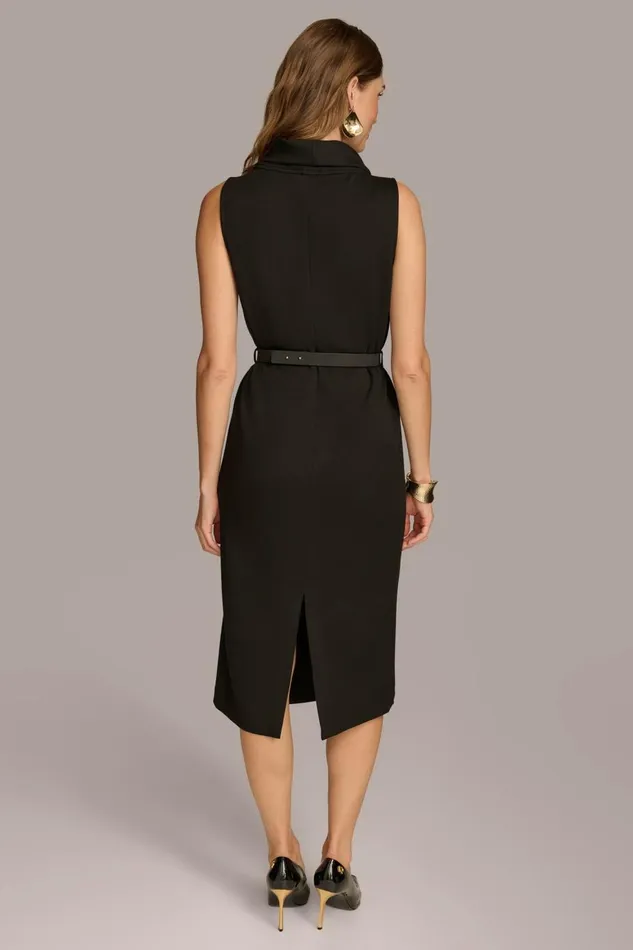 Women Donna Karan Dresses And Jumpsuits MOCK NECK MIDI DRESS WITH BELT Black