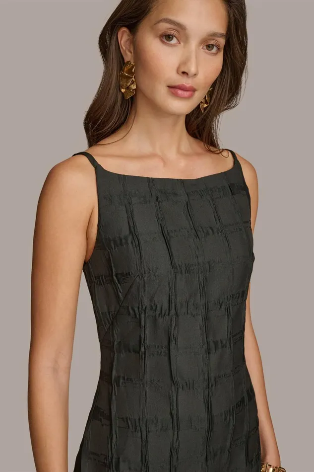 Women Donna Karan Dresses And Jumpsuits PLAID JACQUARD MIDI SHEATH DRESS Black
