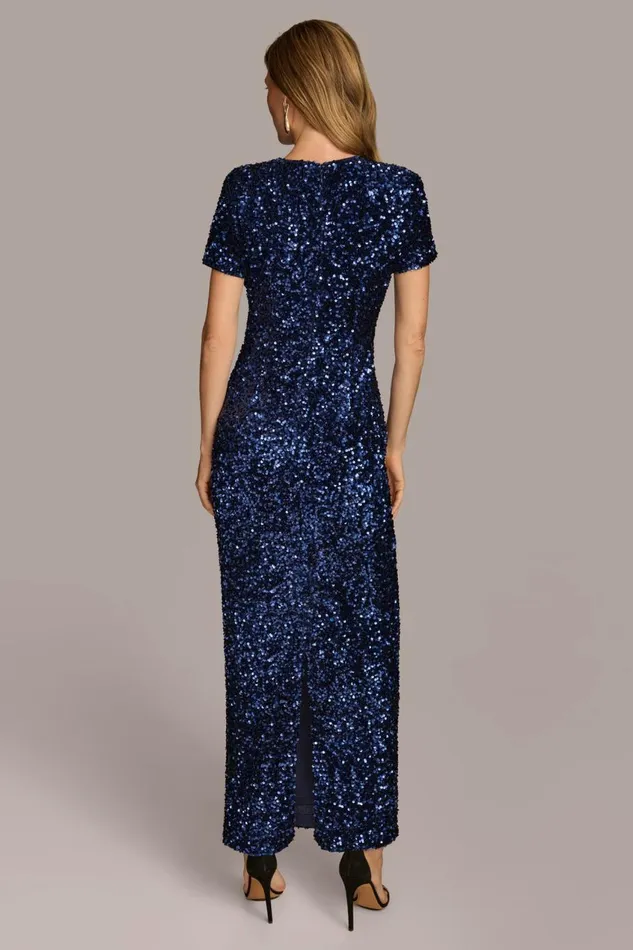 Women Donna Karan Dresses And Jumpsuits SEQUIN GOWN Navy