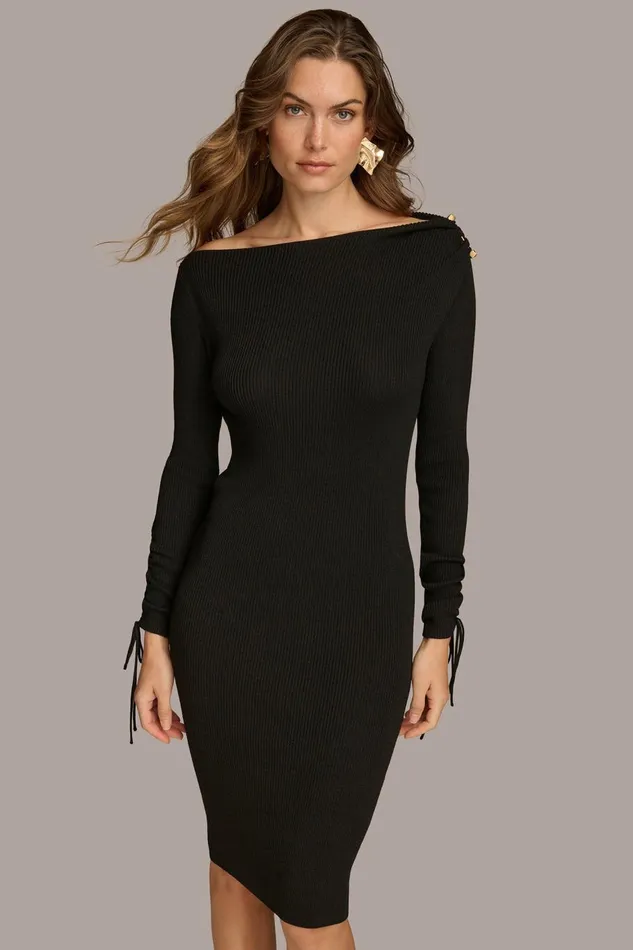 Women Donna Karan Dresses And Jumpsuits SWEATER DRESS Black