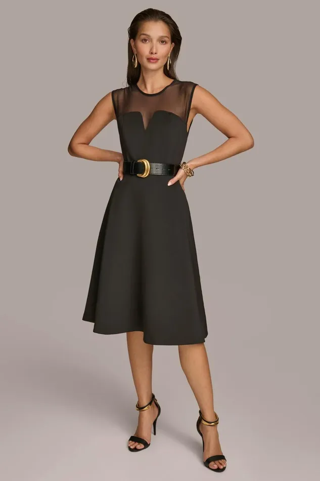 Women Donna Karan Dresses And Jumpsuits SWEETHEART NECK A LINE DRESS Black