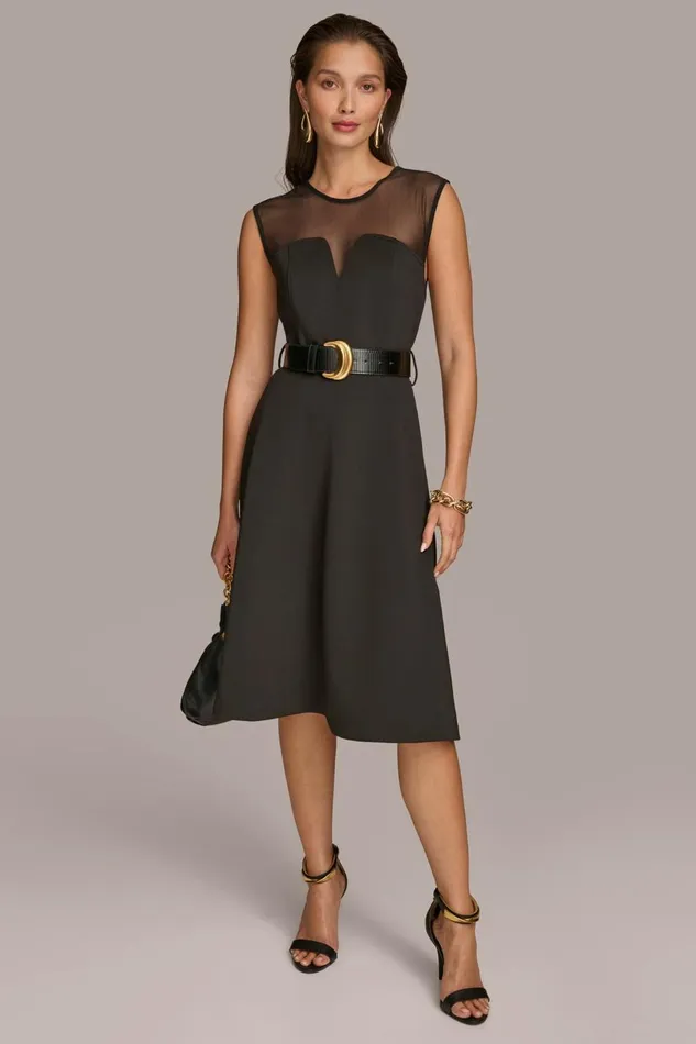 Women Donna Karan Dresses And Jumpsuits SWEETHEART NECK A LINE DRESS Black