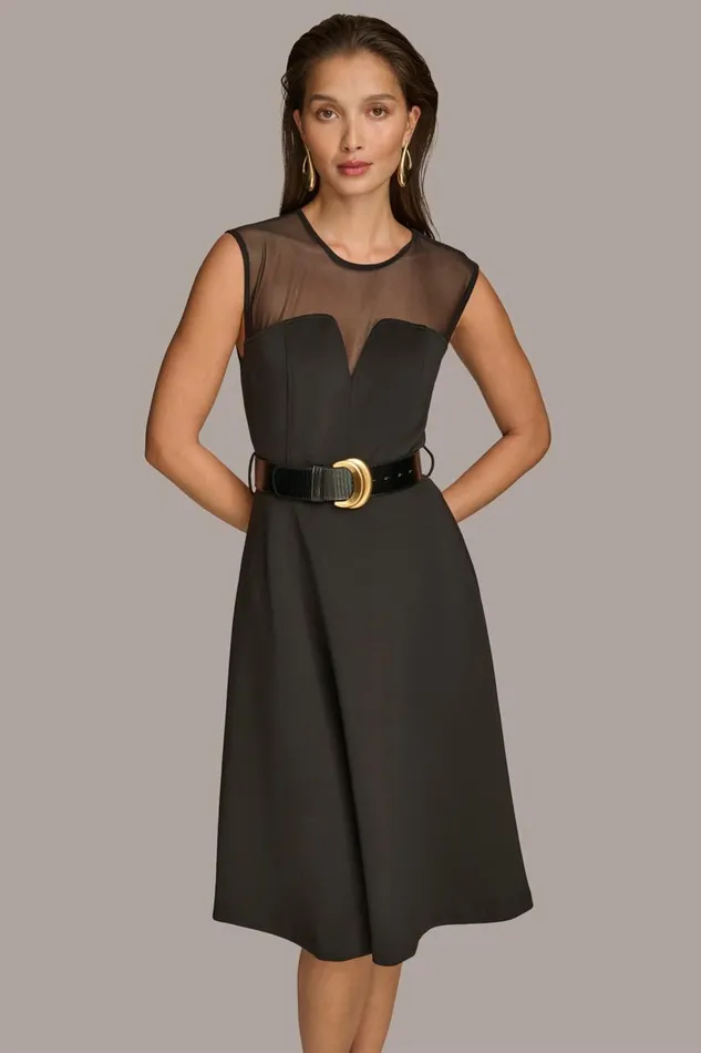 Women Donna Karan Dresses And Jumpsuits SWEETHEART NECK A LINE DRESS Black