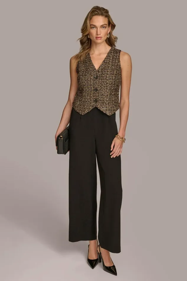 Women Donna Karan Dresses And Jumpsuits TAILORED JUMPSUIT WITH TWEED VEST Elderberry Multiblack Women Donna Karan Dresses And Jumpsuits TAILORED JUMPSUIT WITH TWEED VEST Elderberry Multiblack