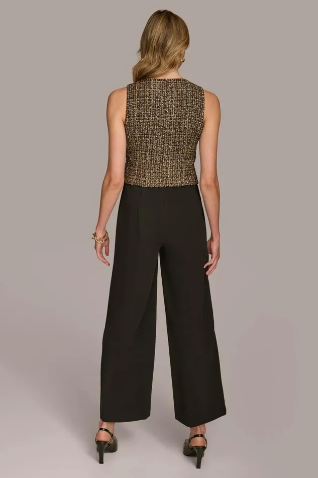 Women Donna Karan Dresses And Jumpsuits TAILORED JUMPSUIT WITH TWEED VEST Elderberry Multiblack