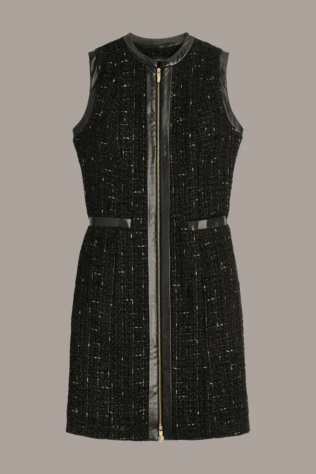 Women Donna Karan Dresses And Jumpsuits TWEED A LINE DRESS WITH FRONT ZIPPER Black