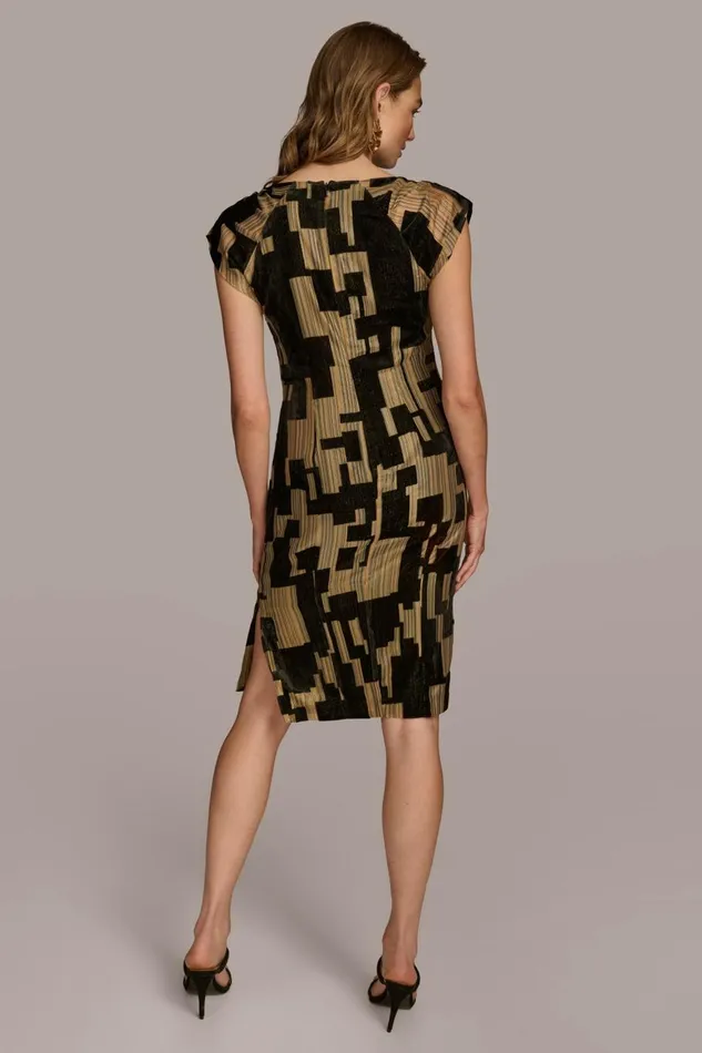 Women Donna Karan Dresses And Jumpsuits VELVET BURNOUT SHEATH DRESS Black
