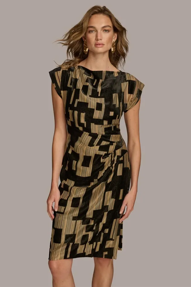 Women Donna Karan Dresses And Jumpsuits VELVET BURNOUT SHEATH DRESS Black