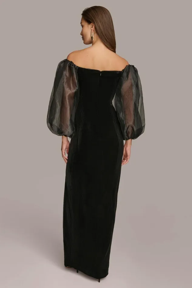 Women Donna Karan Dresses And Jumpsuits VELVET OFF THE SHOULDER GOWN Black