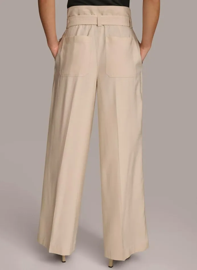 Women Donna Karan Pants HIGH WAISTED WIDE LEG PANT Cream