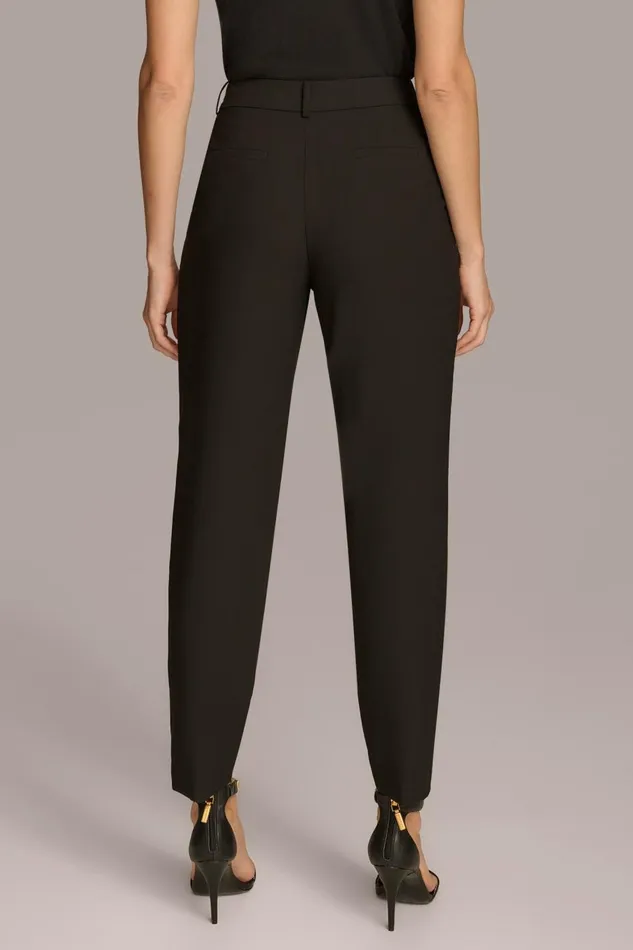 Women Donna Karan Pants PLEATED SLIM LEG TROUSER Black
