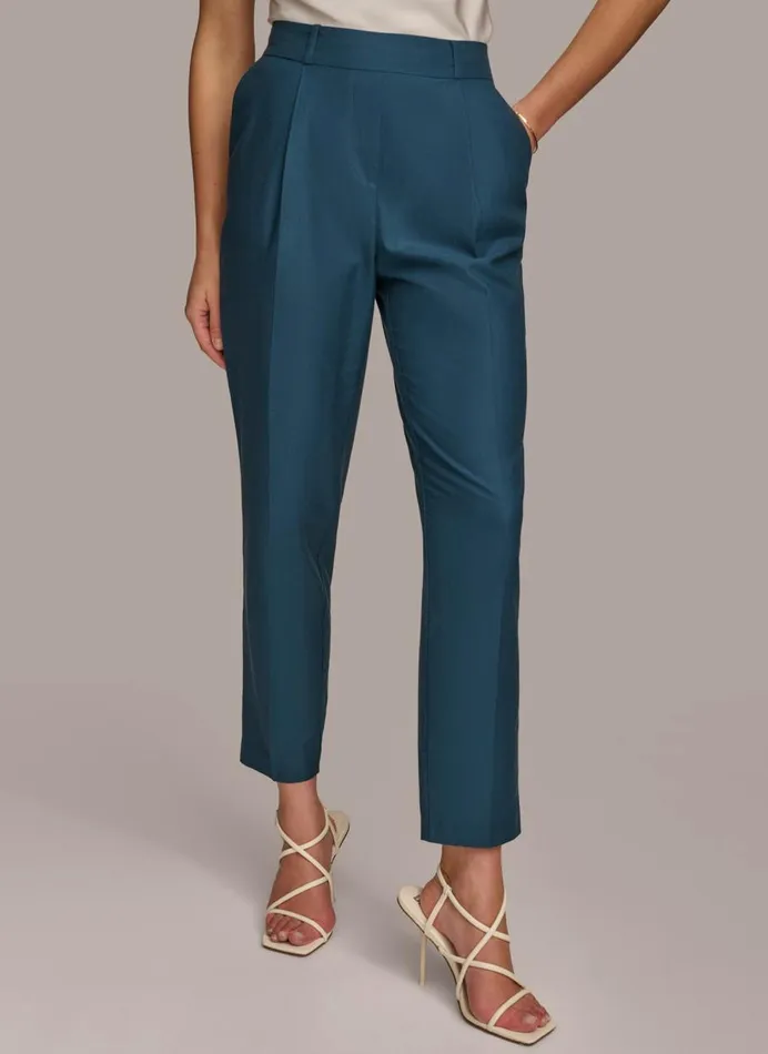Women Donna Karan Pants PULL ON TROUSER WITH PLEATS Tide Navy