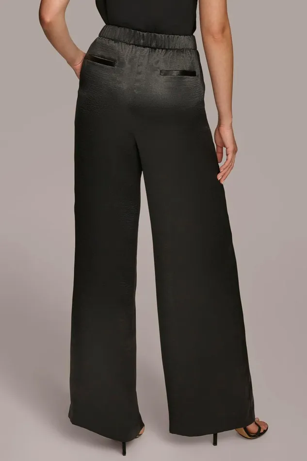 Women Donna Karan Pants PULLON WIDE LEG TROUSER Black