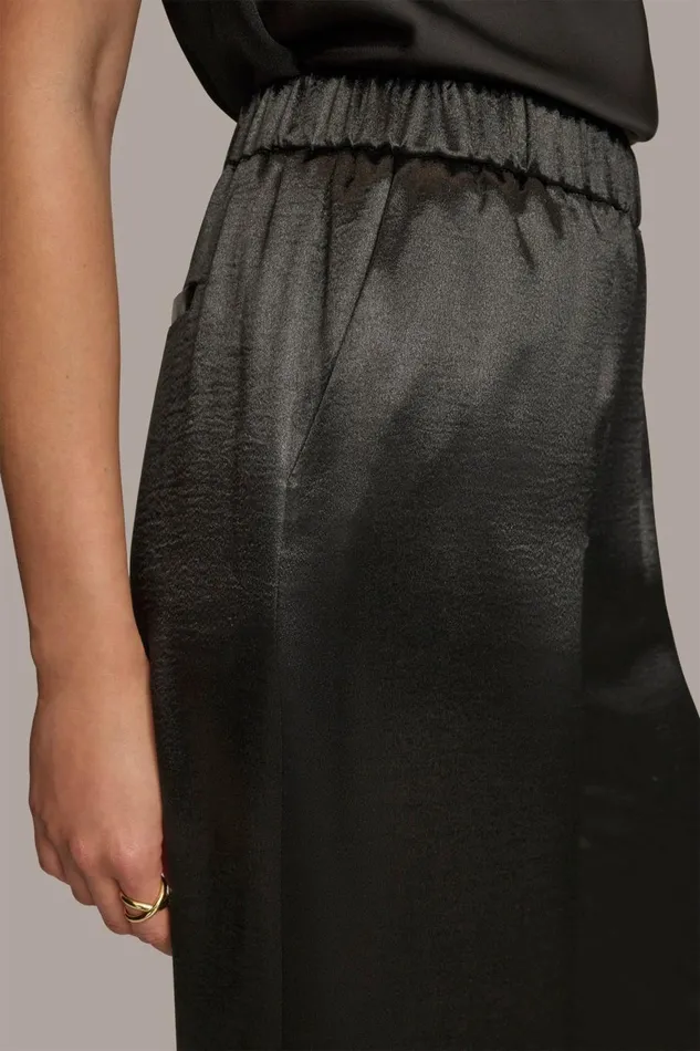 Women Donna Karan Pants PULLON WIDE LEG TROUSER Black