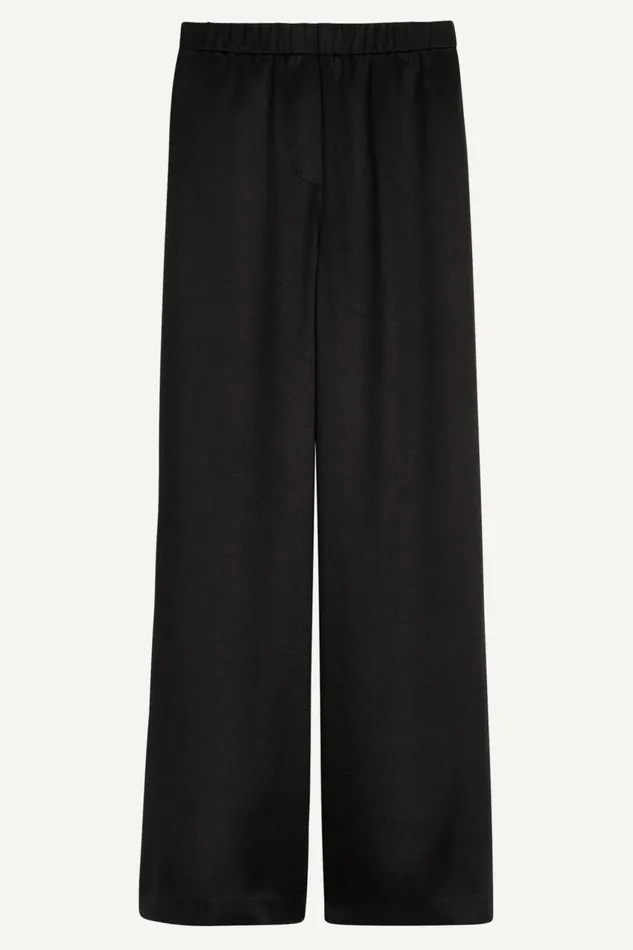 Women Donna Karan Pants PULLON WIDE LEG TROUSER Black