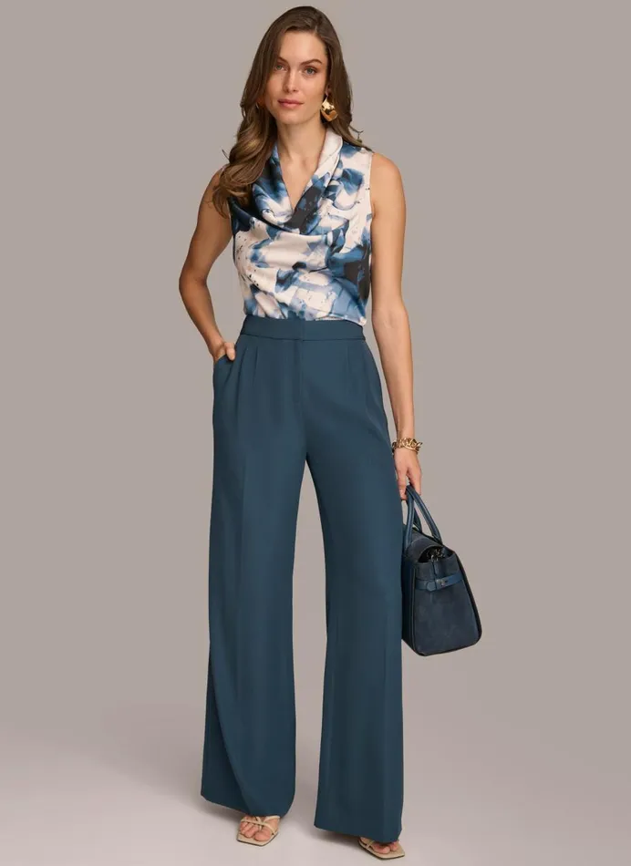 Women Donna Karan Pants SOFT SUITING WIDE LEG PANT Tide