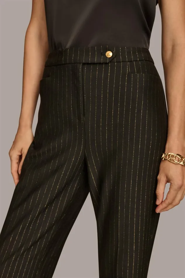 Women Donna Karan Pants STRAIGHT PINSTRIPE PANT Black