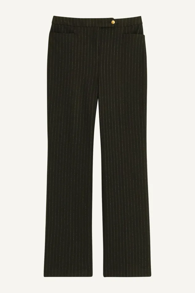 Women Donna Karan Pants STRAIGHT PINSTRIPE PANT Black