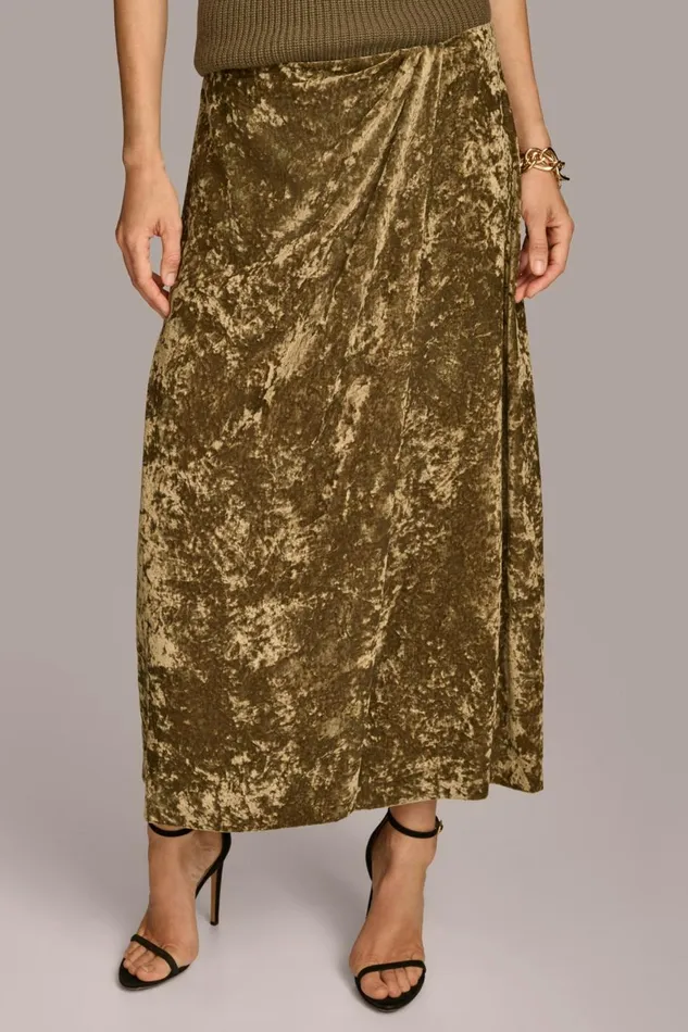 Women Donna Karan Skirts DISTRESSED VELVET SKIRT Beech