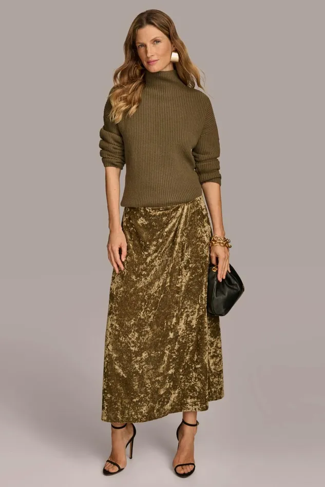 Women Donna Karan Skirts DISTRESSED VELVET SKIRT Beech