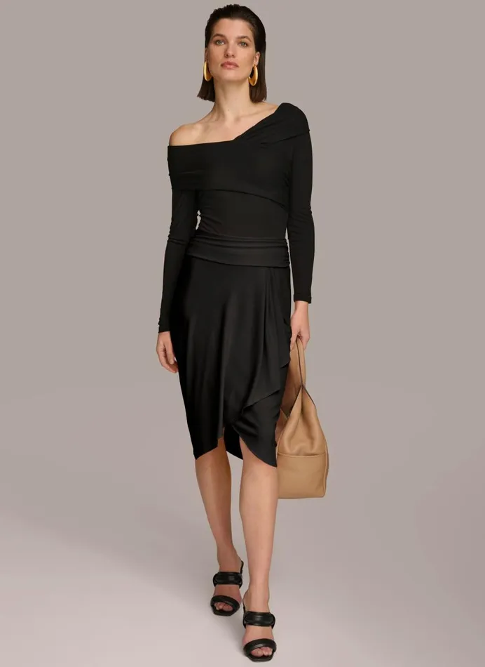 Women Donna Karan Skirts RUCHED SKIRT Black