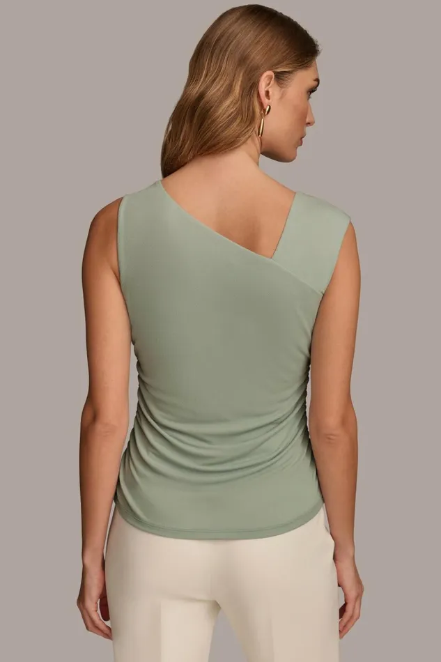 Women Donna Karan Sweaters And Tops ASYMMETRICAL TOP WITH HARDWARE Pale Jade