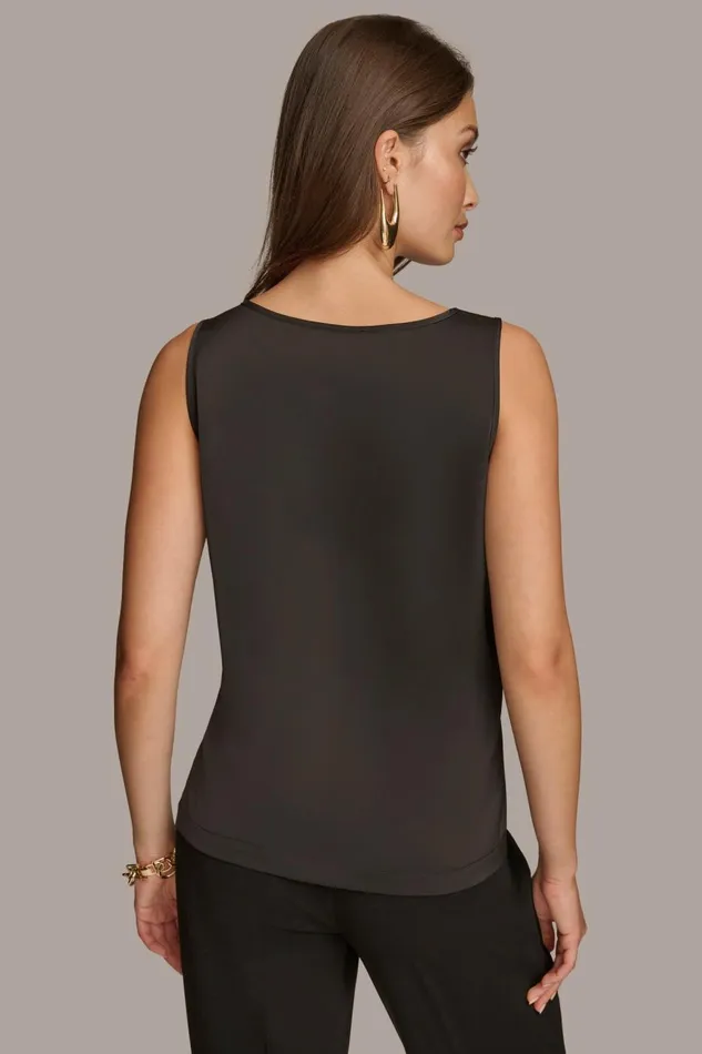 Women Donna Karan Sweaters And Tops CHARMEUSE SCOOP NECK CAMI Black