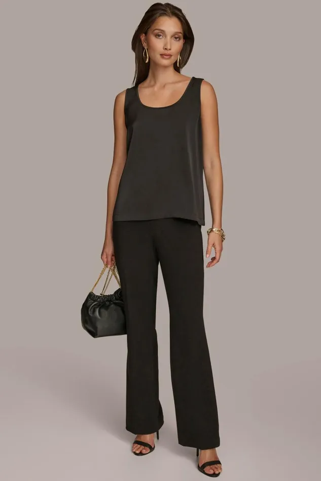 Women Donna Karan Sweaters And Tops CHARMEUSE SCOOP NECK CAMI Black