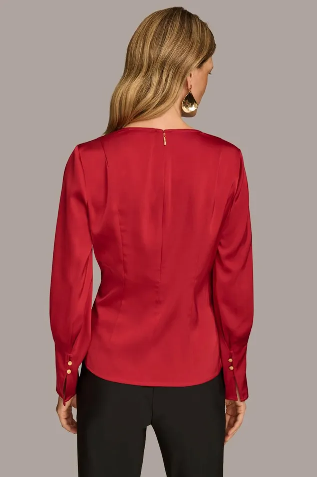 Women Donna Karan Sweaters And Tops COWL NECK TOP Metropolitan Red