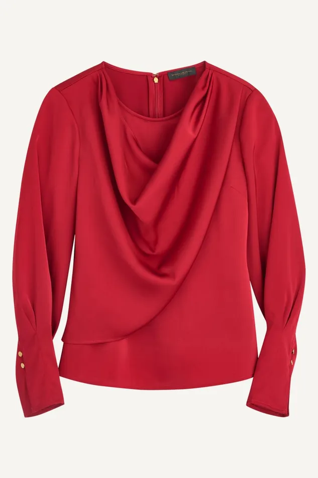 Women Donna Karan Sweaters And Tops COWL NECK TOP Metropolitan Red