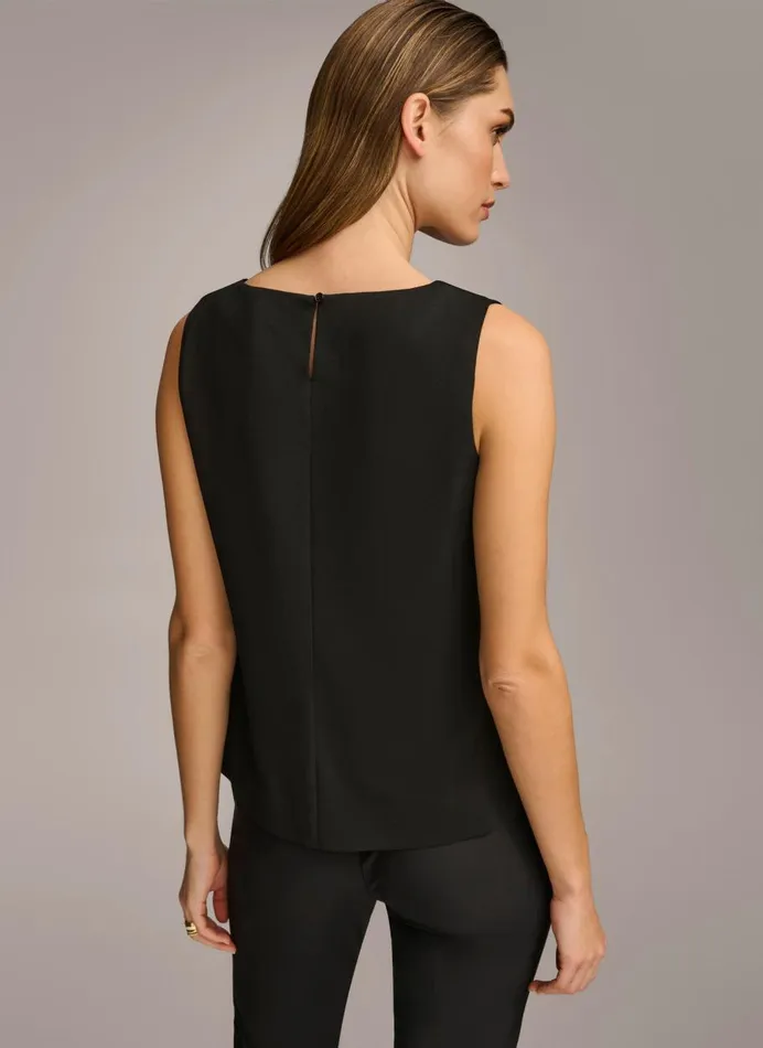 Women Donna Karan Sweaters And Tops CREW NECK LAYERING KNIT TOP Black
