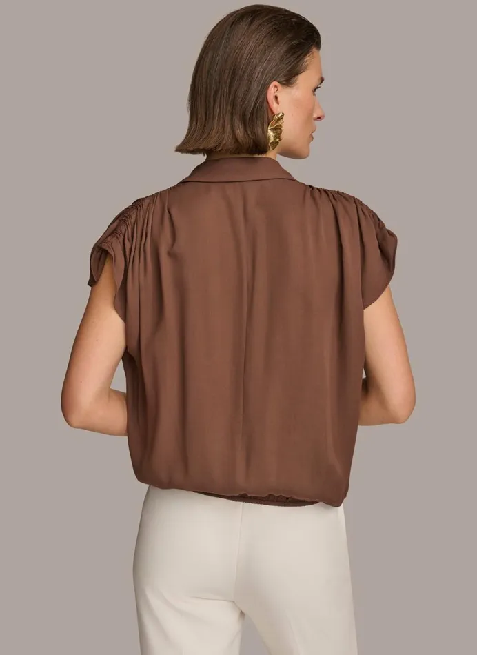 Women Donna Karan Sweaters And Tops ELASTIC HEM BLOUSE Canyon